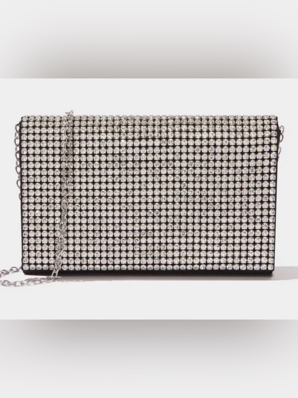 Amber Sceats Stella Crystal Bag Black Silver Evening Clutch Crossbody NWT